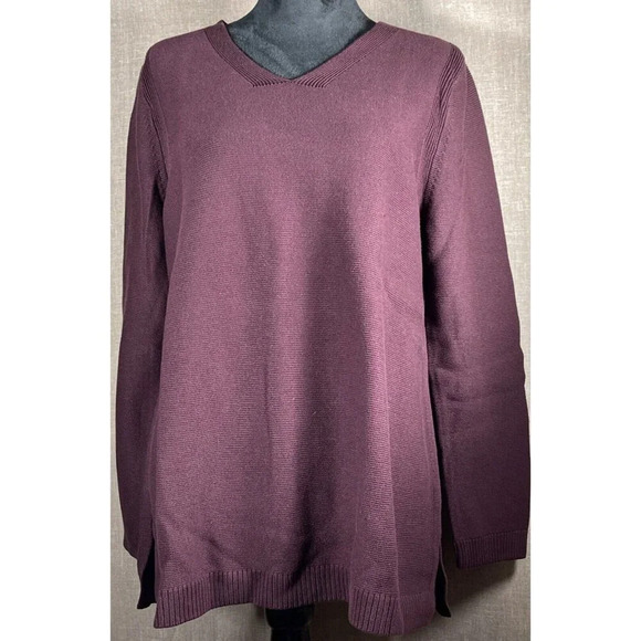 Talbots Tops - Talbots XL Sweater V Neck Long Sleeve Burgundy Fall Harvest